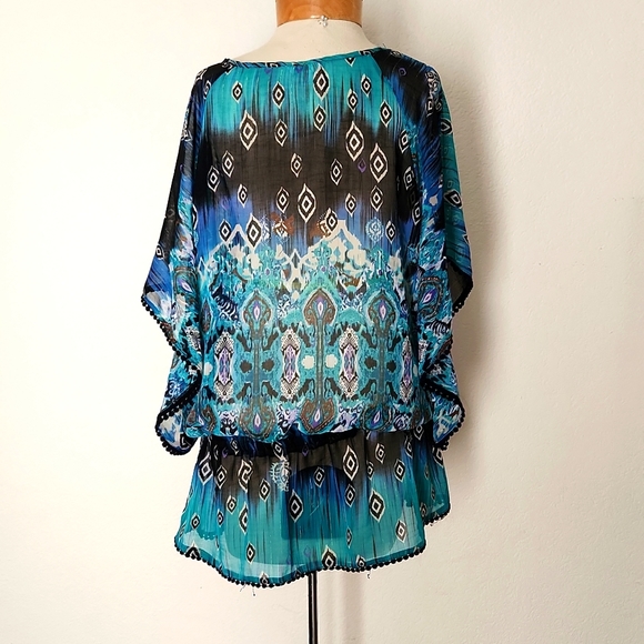 Harlow Zee Women's Embellished Sheer Peplum Blouse - Picture 6 of 12